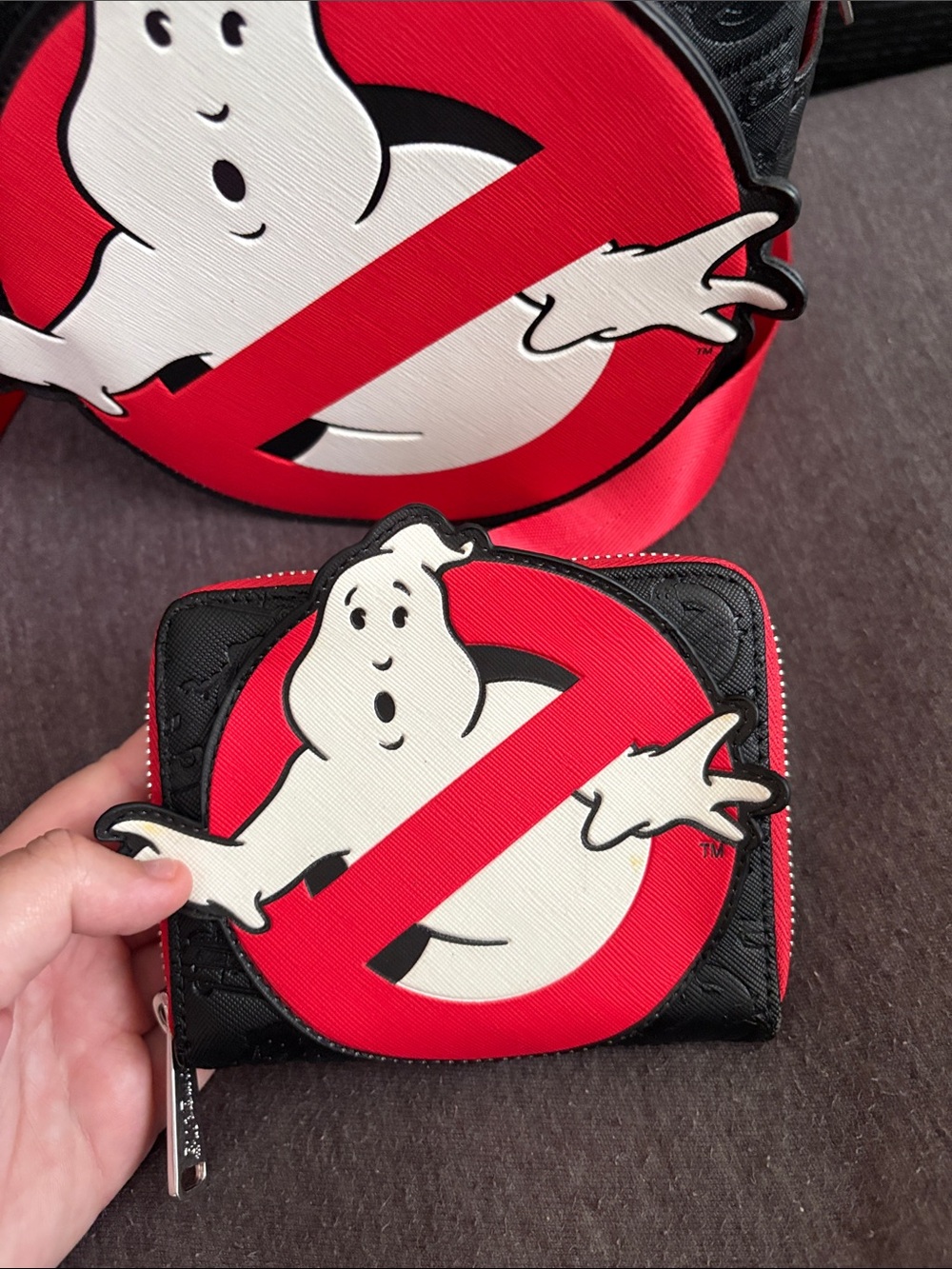 Loungefly Black Mini Backpack with Red Ghostbusters Logo with matching wallet - Picture 4 of 7